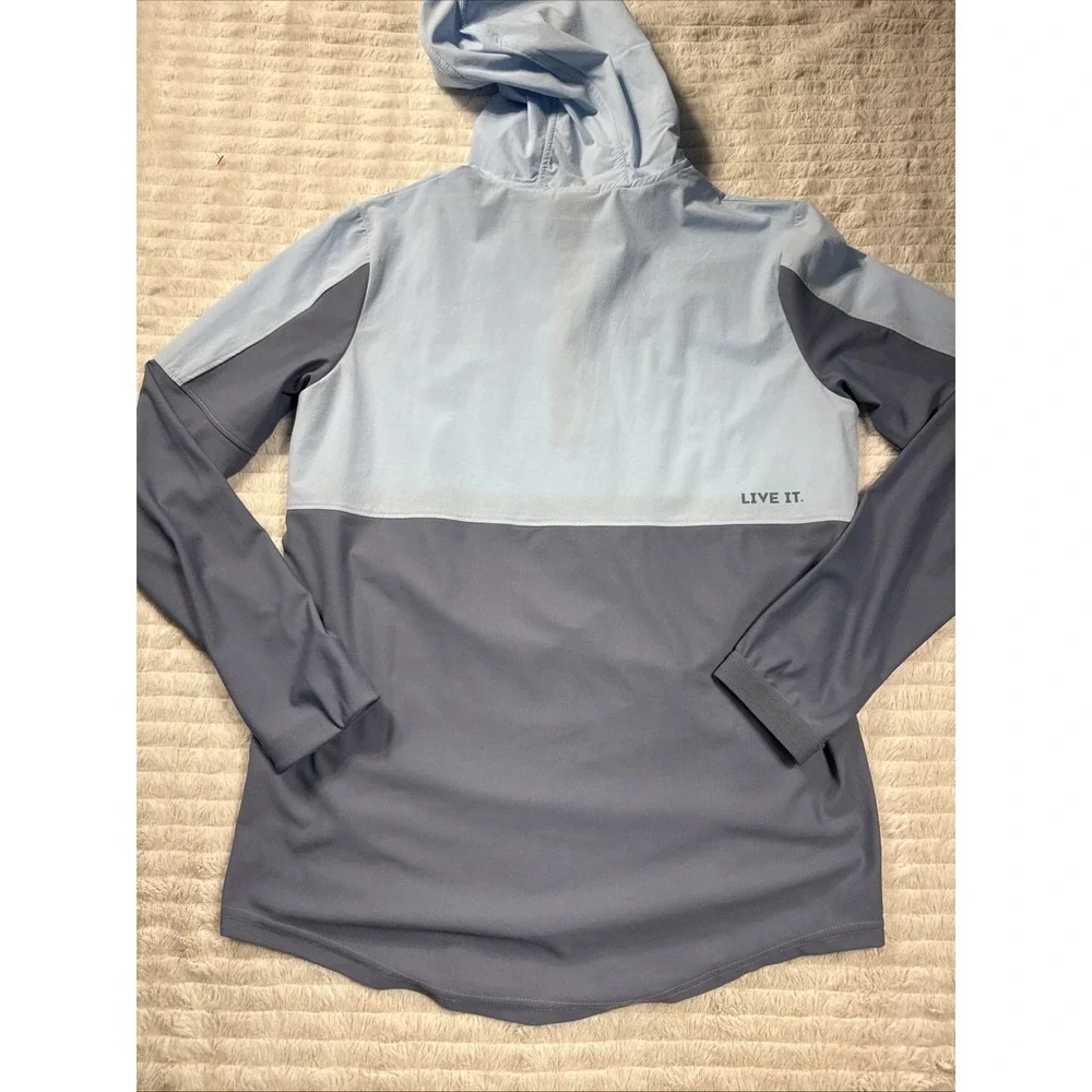 Moxie Hooded Windbreaker Pullover Men's S Sky‎ Blue Colorblock Quarter Zip Light
